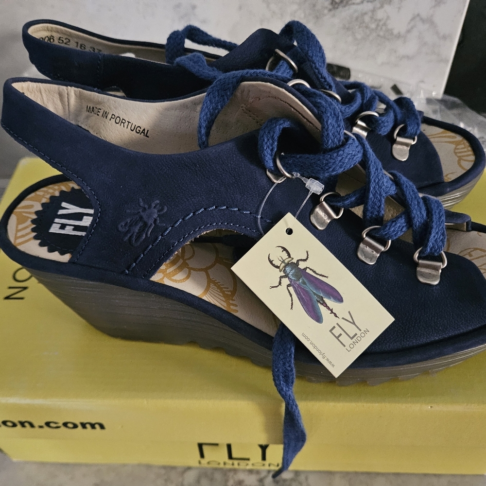 Fly London Women's Dark Blue Wedges